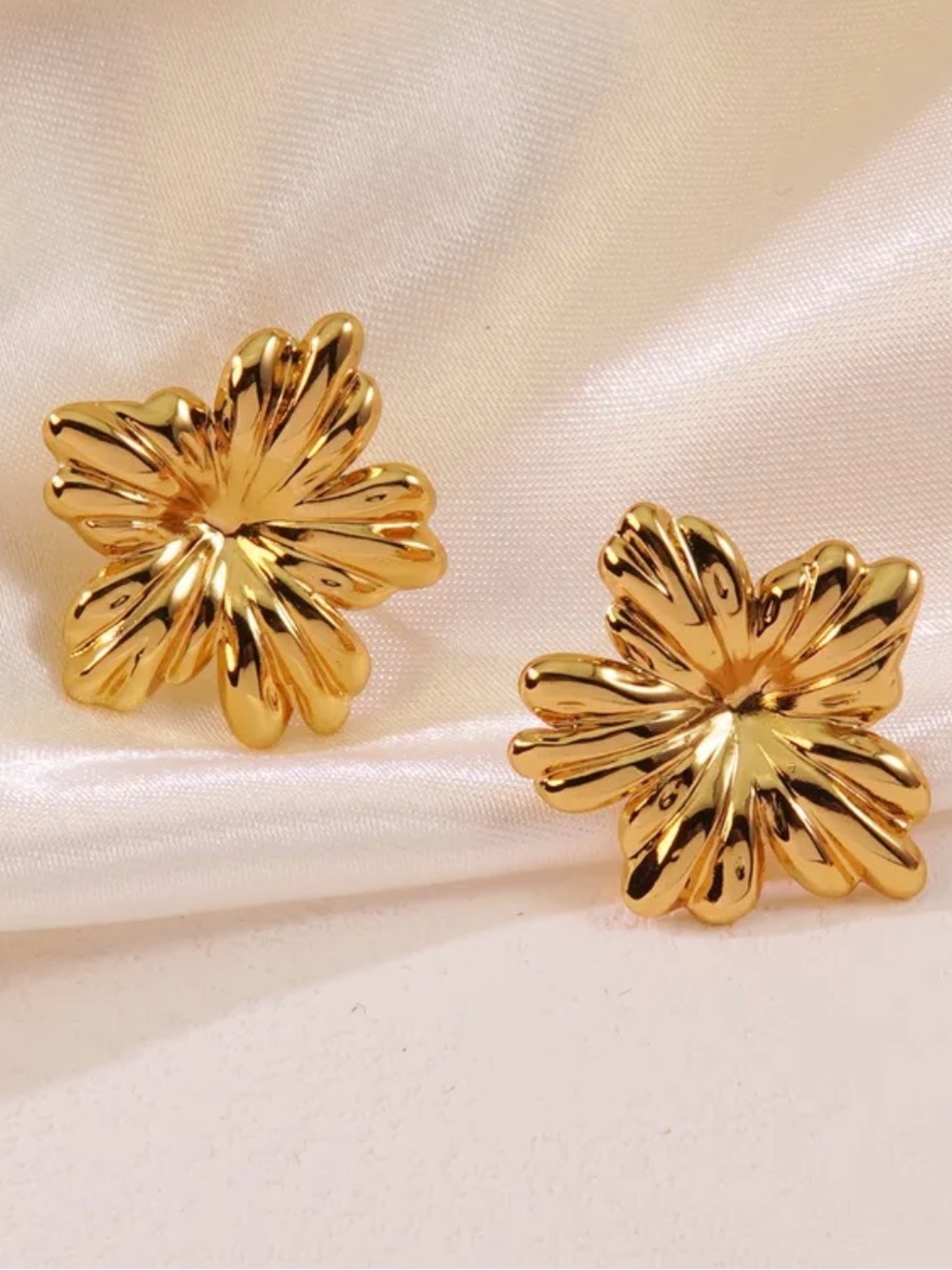 Gold Floral Statement Earrings - Women Jewelry